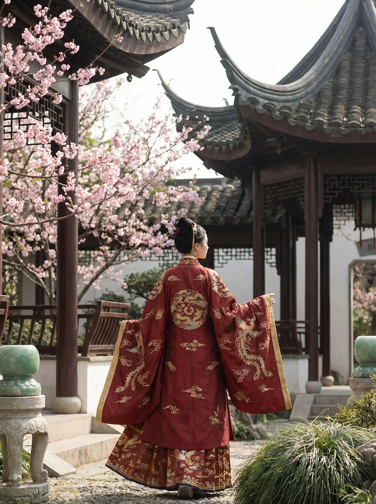 消失在第七街影评 明制汉服红色凤凰刺绣